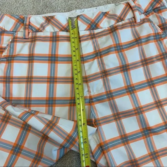 Puma White, Orange & Brown Plaid Straight Leg Golf Pants - Picture 6 of 10